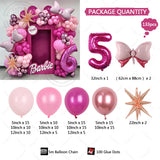 elvesmall 133Pcs Pink Bow Set Garland Arch Style 32 Inch 1-9 Foil Ball Latex Balloon Birthday Party Decoration for Children and Girls