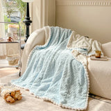 elvesmall  Multifunctional faux fur winter blanket with zipper 3D rose bed linen plush sofa blankets Microfiber bedding quilt Duvet cover