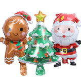 elvesmall  Christmas Balloons Santa Claus Gingerbread Man Xmas Tree Balloons Merry Christmas Holiday Decoration Aluminum Film Balloon