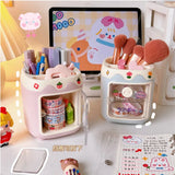elvesmall Kawaii Pen Holder Desk Organizer Large Capacity Pencil Storage Box Cartoon School Office Stationery Supplies Pens Brush Stand