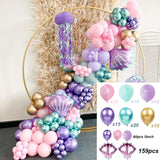 elvesmall Mermaid Balloon Garland Kit Mermaid Tail Purple Blue Balloons Mermaid Under The Sea Party Decor Girls Birthday Party Baby Shower