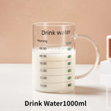 elvesmall 1pc 1L High Borosilicate Glass Cup with Lid and Straw Large Capacity Water Cup Iced Coffee Mugs Drinking Glasses Drinkware Gifts