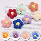 elvesmall 4.5cm Hand-knitted Flower Puff Flower Milk Cotton Wool Hand Hook Flower DIY Hairpin Clothing Accessory Shoes Hats Craft Supplies