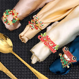 elvesmall  Christmas Napkin Rings Gold Zinc Alloy Bling Napkin Buckle for Christmas Wedding Table Party Decoration New Year Napkin Holder