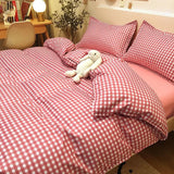elvesmall Blue Checkerboard Print Bedding Sets Nordic Duvet Cover Simple Lattice Quilt Cover Bed Sheet For Kdis Adults Bedclothes