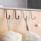 elvesmall 201 Stainless Steel Hook Double S-Shape Hook Free Punching Kitchen Bathroom Cabinet Door Without Trace Hook Towel Storage Hanger