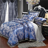 elvesmall Nordic Satin Jacquard Duvet Cover Set Luxury Flower Bedding Set Adlut Quilt Cover Pillowcases Sheet Twin Queen King Home Texiles
