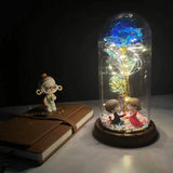 elvesmall  LED Enchanted Galaxy Rose Eternal 24K Gold Foil Flower With Fairy String Lights In Dome For Christmas Valentine's Day Gift