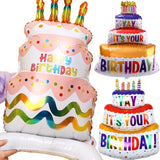 elvesmall  3D Birthday Cake Aluminum Film Balloon Three Layer Cake Standable Balloon Party Baby Shower Photo Props Scene Wedding Decoration