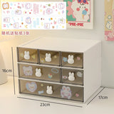 elvesmall Drawer Type Desktop Storage Box Set Student Ins Stationery Transparent Acrylic Dormitory Desk Organizer Shelf Send Cute Stickers