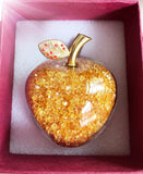 elvesmall European-style Crystal Glass Apple Ornaments Book Counter Top Decoration Luxury Christmas Crystal Glass Apple Home Decoration