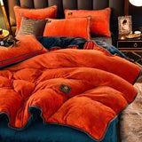 elvesmall Luxury Milk Velvet Ultra-thick Warm Bedding Set for Winter Warmth Skin-friendly Duvet Cover Set King Antistatic Quilt Cover Sets