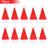 elvesmall  1-10Pcs Mini Santa Hat Christmas Tableware Holder Bottle Wine Bottle Covers Velvet Lollipops Caps Cover Hats Xmas Party Decor