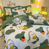 elvesmall Floral Style Bedsheet Set Ruffles Duvet Cover Sets with Pillowcase постельное белье Skin-friendly Bedding Home Bed Linen Sets