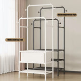 elvesmall Double Layered Clothes Rack Simple Multilayer Storage Locker Multifunctional Bedroom Thickened Double Rods Garment Rack