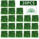 elvesmall 20PCS Artificial Flowers Boxwood Grass 25x25cm Backdrop Panels Topiary Hedge Plant Garden Backyard Fence Greenery Wall Decor