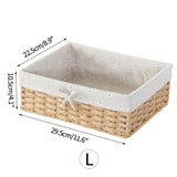 elvesmall Handwoven Storage Baskets Sundries Organizer with Lid Rectangular Cosmetics Box Clothes Laundry Basket Towel Toys Container