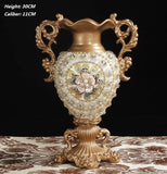 elvesmall Luxury European Resin Vase Stereoscopic Dried Fowers Arrangement Wobble Plate Living Room Entrance Ornaments Home Decorations
