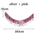 elvesmall Foil Fringe Tinsel Garland Creative 2M 4 Layers Foil Banner Birthday Party Wedding Decoration Christmas Home Wall Decor