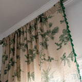 elvesmall Bay Window Curtains for Kitchen Living Room Bedroom Home Decoration Curtain American Style Cotton Linen Green Pine Cone Printing