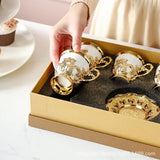 elvesmall  -  Low cup European style gold rim set cup six cup six plated coffee cup set gift box