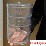 elvesmall Transparent Rotating Dustproof Jewelry Box Multilayer Bracelet Earring Hairpin Jewelry Display Rack Storage Box Organizer Case