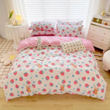 elvesmall Cute Beautiful 100% Cotton Bedding Set: 1 Duvet Cover 2 Pillowcases 1 Fitted Sheet, Soft Breathable for Single or Couple Bed