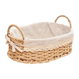 elvesmall Woven Storage Baskets Kitchen Organizer Handwoven with Handles Cosmetic Box for Breakfast Fruit Bedroom Bathroom Home Decorative