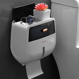 elvesmall Tissue Box Wall Mount Paper Holder Waterproof Toilet Paper Tray Roll Bathroom Accessories Organizer Multifunctional Storage Box