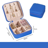 elvesmall Portable Jewelry Box Jewelry Organizer Display Travel Jewelry Case Boxes Button Leather Storage Zipper Jewelers Makeup Organizer