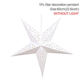 elvesmall 30-75cm Hollow Star Hanging Pendant Eid Mubarak Christmas Ramadan Decoration Islamic Muslim Party Decor Ramadan Kareem Gift