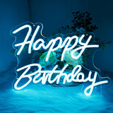 elvesmall Happy Birthday Led Neon Sign for Birthday Party Decor Oh Baby Neon Light Lets Party Home Hanging Decor