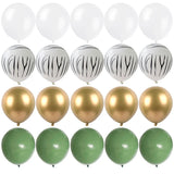 elvesmall 40pcs Green Balloons Set Chrome Metallic Confetti Ballon Jungle Safari Animal Birthday Party Decoration Wedding Balloon Garland