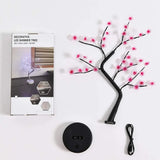 elvesmall Home Decoration USB/Battery Powered Touch Switch Warm White Artificial Bonsai Cherry Blossom Desktop Tree LED Lamp  Night Lamp