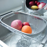 elvesmall Retractable Drain Basket Rubber Grip Handles Oval Colander Sink Vegetables Draining Rack Home Storage Basket Stainless Steel