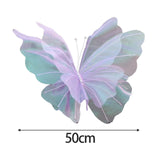 elvesmall 50cm Violet Silk Yarn Artificial Butterfly Giant Gauze Butterfly for Mariage Wedding Party Outdoor Holiday Decoration Display