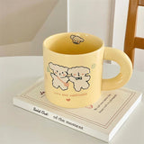 elvesmall  -  Design Cream Color Mug Korean Ins Style Cartoon Rabbit Creative Milk Coffee Cup Household Simple Dessert Ice Cream Cup