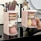 elvesmall Rotating Powder Puff Storage Box Dust-proof Desktop Beauty Egg Air Cushion Rack Multi-layer Lipstick Makeup Brush Storage Rack