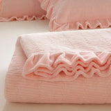 elvesmall  Winter Plush Luxury Bed Sheet Set Home Textiles Korean Simple Solid Colour Double Bedspread Pillowcase 3pcs Queen Bedding Set