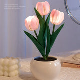 elvesmall Tulip Table Lamp LED Bedside Lamp Simulation Flower Bouquet Bedroom Bedside Romantic Atmosphere Birthday Gift Home Decoration