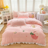 elvesmall Colorful Clouds Bedding Set Princess Style Ruffle Duvet Cover with Zipper Closure Comforter Covers for Girls Women Home Decor