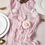 elvesmall  6PCS European Crease Cloth Table Runner Boho Style American Tabletop Decor Wedding Banquet Festive Birthday Party Table Path