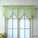 elvesmall Green Valance Sheer Drape for Small Window Short Curtain With Lace Beads Bottom Kitchen Home Decoration Blinds #E