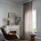 elvesmall Curtains for Living Room Bedroom Kitchen Home Decoration Bay Window  Curtains American Style Coffee Color Striped Cotton Linen