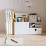 elvesmall ABS Desk Office Organizer Storage Holder Desktop Pencil Pen Sundries Badge Box Stationery Office School Supplies