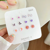 elvesmall Fashion New Delicate Elegant Butterfly Earrings Sets Simple Cute Korean Small Stud Earring for Women Girls Party Jewelry Gifts