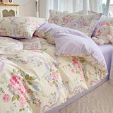 elvesmall Comforter Botanical Flowers Garden Ultra Soft & Breathable 100%Nature Cotton Bedding Sets With Flat/Fitted Sheet 2 Pillowcases