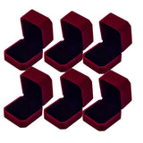 elvesmall 6PCS Square Red Velvet Ring Box Jewelry Case Storage Organizer Gift Earrings Packaging Box Portable Travel Wedding Wholesale