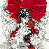 elvesmall Christmas Wreath Rattan Set Christmas Decoration 2025 Red Bow Wreath For Front Door Xmas Decor Flower Garland Outdoor Home Decor