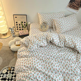 elvesmall Fresh Style Bedding Set 100% Cotton Bed Linen Set for Home постельное бельё набор Soft Duvet Cover Pillowcase with Bedsheets